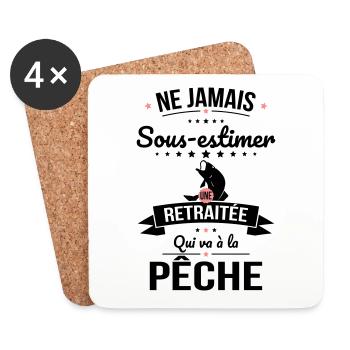 Sous-estimer une retraitée qui va à la pêche - Dessous de verre (lot de 4) - blanc - Devant