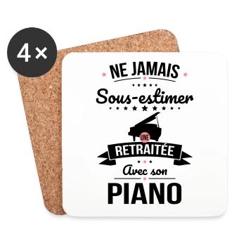 Sous-estimer une retraitée avec son piano - Dessous de verre (lot de 4) - blanc - Devant