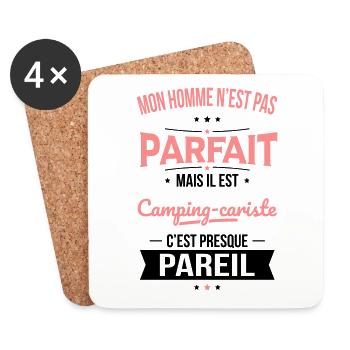 Mon homme pas parfait mais il est camping-cariste - Dessous de verre (lot de 4) - blanc - Devant