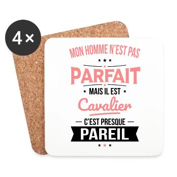Mon homme n'est pas parfait mais il est cavalier - Dessous de verre (lot de 4) - blanc - Devant