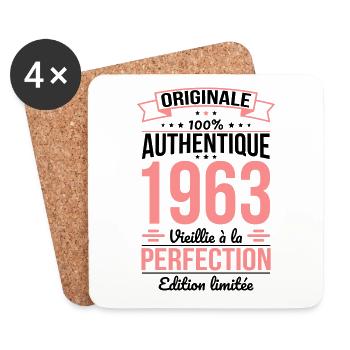 Anniversaire 60 ans - Originale - 1963 - Dessous de verre (lot de 4) - blanc - Devant