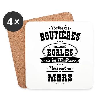Routières égales meilleures naissent en Mars - Dessous de verre (lot de 4) - blanc - Devant