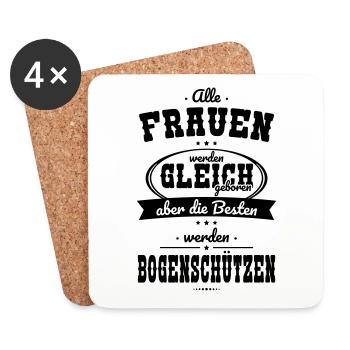 Alle Frauen gleich Besten werden Bogenschützen - Untersetzer (4er-Set) - Weiß - Vorne