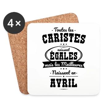 Caristes égales meilleures naissent en Avril - Dessous de verre (lot de 4) - blanc - Devant