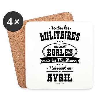 Militaires égales meilleures naissent en Avril - Dessous de verre (lot de 4) - blanc - Devant