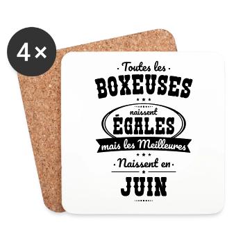 Boxeuses égales meilleures naissent en Juin - Dessous de verre (lot de 4) - blanc - Devant