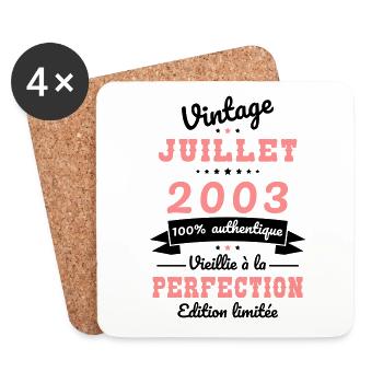 Anniversaire 20 ans - Vintage - Juillet 2003 - Dessous de verre (lot de 4) - blanc - Devant
