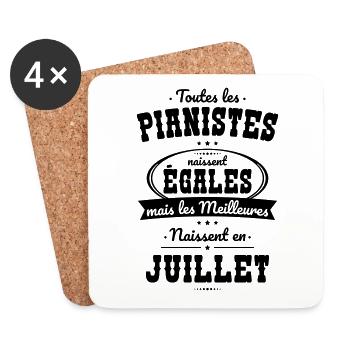 Pianistes égales meilleures naissent en Juillet - Dessous de verre (lot de 4) - blanc - Devant