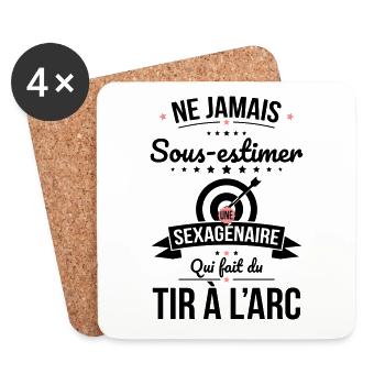 Sous-estimer une sexagénaire qui fait tir à l'arc - Dessous de verre (lot de 4) - blanc - Devant