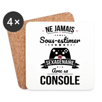 Sous-estimer une sexagénaire avec sa console - Dessous de verre (lot de 4) - blanc - Devant