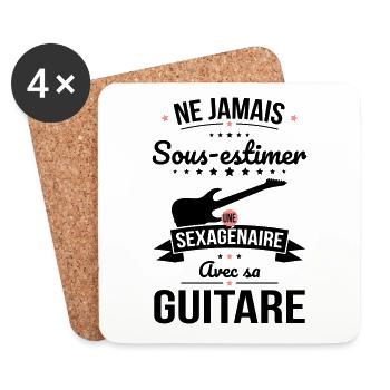 Sous-estimer une sexagénaire avec sa guitare - Dessous de verre (lot de 4) - blanc - Devant