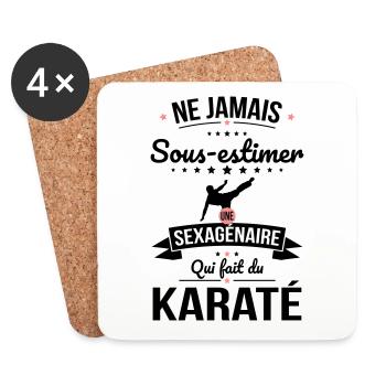 Sous-estimer une sexagénaire qui fait du karaté - Dessous de verre (lot de 4) - blanc - Devant