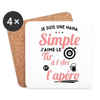 Nana simple j'aime le tir à l'arc et l'apéro - Dessous de verre (lot de 4) - blanc - Devant