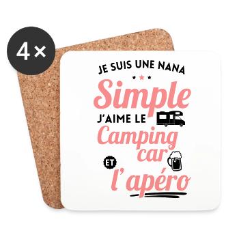 Nana simple aime le camping-car et l'apéro - Dessous de verre (lot de 4) - blanc - Devant