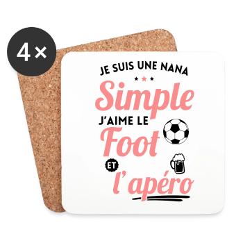 Je suis une nana simple j'aime le foot et l'apéro - Dessous de verre (lot de 4) - blanc - Devant