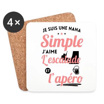 Nana simple aime l'escalade et l'apéro - Dessous de verre (lot de 4) - blanc - Devant