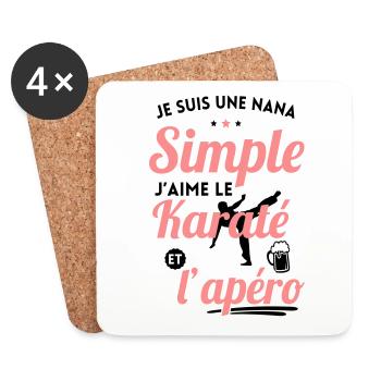 Nana simple j'aime le karaté et l'apéro - Dessous de verre (lot de 4) - blanc - Devant