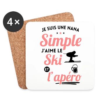 Je suis une nana simple j'aime le ski et l'apéro - Dessous de verre (lot de 4) - blanc - Devant