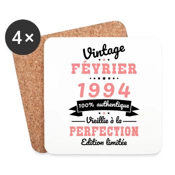 Anniversaire 30 ans - Vintage - Février 1994 - Dessous de verre (lot de 4) - blanc - Devant