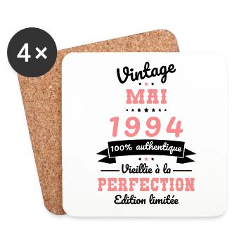 Anniversaire 30 ans - Vintage - Mai 1994 - Dessous de verre (lot de 4) - blanc - Devant