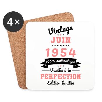 70th Anniversary - Vintage - June 1954 - Coasters (set of 4) - white - Front