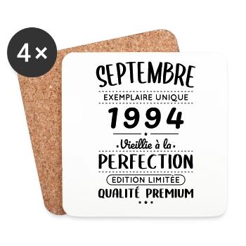 Anniversaire 30 ans - Septembre 1994 Perfection - Dessous de verre (lot de 4) - blanc - Devant