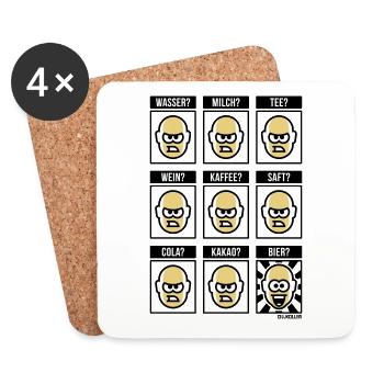Nichts Geht Über Ein Bier! (Biertrinker POS 3C) - Untersetzer (4er-Set) - Weiß - Vorne