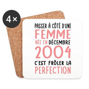 20 Year Anniversary - Born in December 2004 - Coasters (set of 4) - white - Front