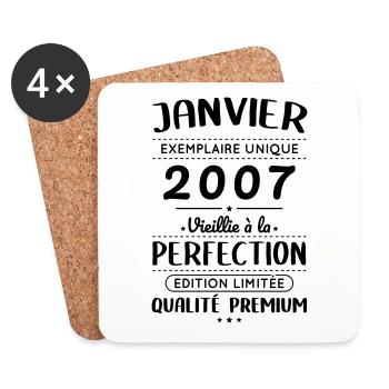 18th Birthday - January 2007 Perfection - Coasters (set of 4) - white - Front