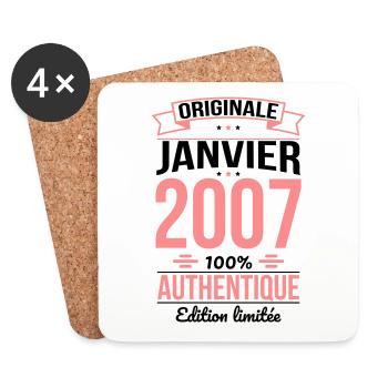 Anniversaire 18 ans - Originale - Janvier 2007 - Dessous de verre (lot de 4) - blanc - Devant