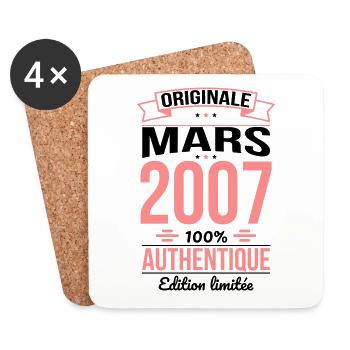 Anniversaire 18 ans - Originale - Mars 2007 - Dessous de verre (lot de 4) - blanc - Devant