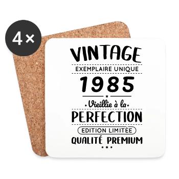 Anniversaire 40 ans - Vintage 1985 - Dessous de verre (lot de 4) - blanc - Devant