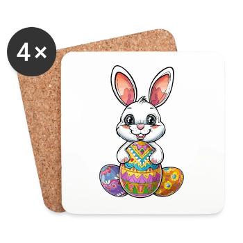 Lapin de Pâques Lapin mignon Pâques - Dessous de verre (lot de 4) - blanc - Devant