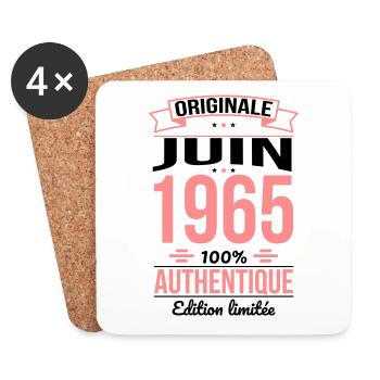Anniversaire 60 ans - Originale - Juin 1965 - Dessous de verre (lot de 4) - blanc - Devant