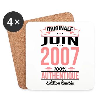 Anniversaire 18 ans - Originale - Juin 2007 - Dessous de verre (lot de 4) - blanc - Devant