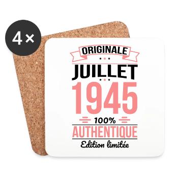 Anniversaire 80 ans - Originale - Juillet 1945 - Dessous de verre (lot de 4) - blanc - Devant