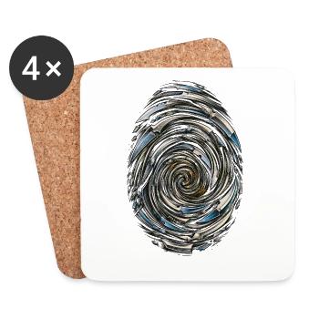 Metal Swirl Spiral Pattern - Coasters (set of 4) - white - Front