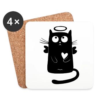 chat - Dessous de verre (lot de 4) - blanc - Devant