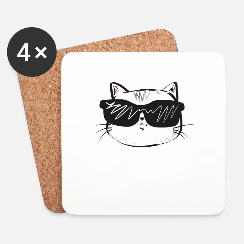 cat - Untersetzer (4er-Set) - Weiß