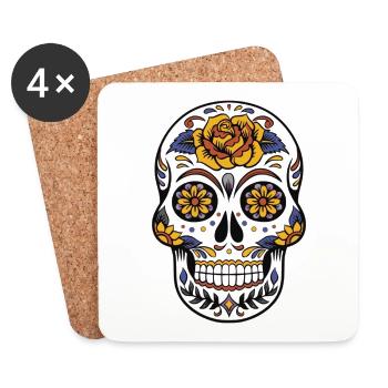 crâne mexicain - Dessous de verre (lot de 4) - blanc - Devant