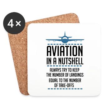 Aviation In A Nutshell Funny ATC Pilot Gift TShirt - Coasters (set of 4) - white - Front
