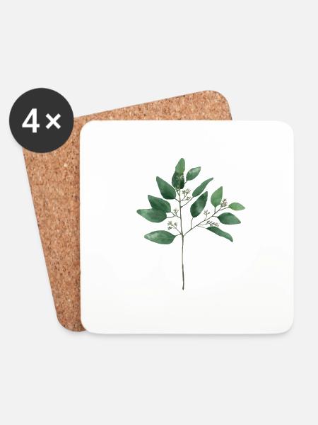 eukalyptus - Untersetzer (4er-Set) - Weiß