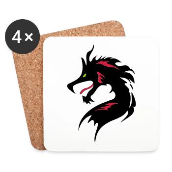 ❤️👄🐉Dragon en caractère chinois-Dragon d'amour- 龍 - Dessous de verre (lot de 4) - blanc - Devant