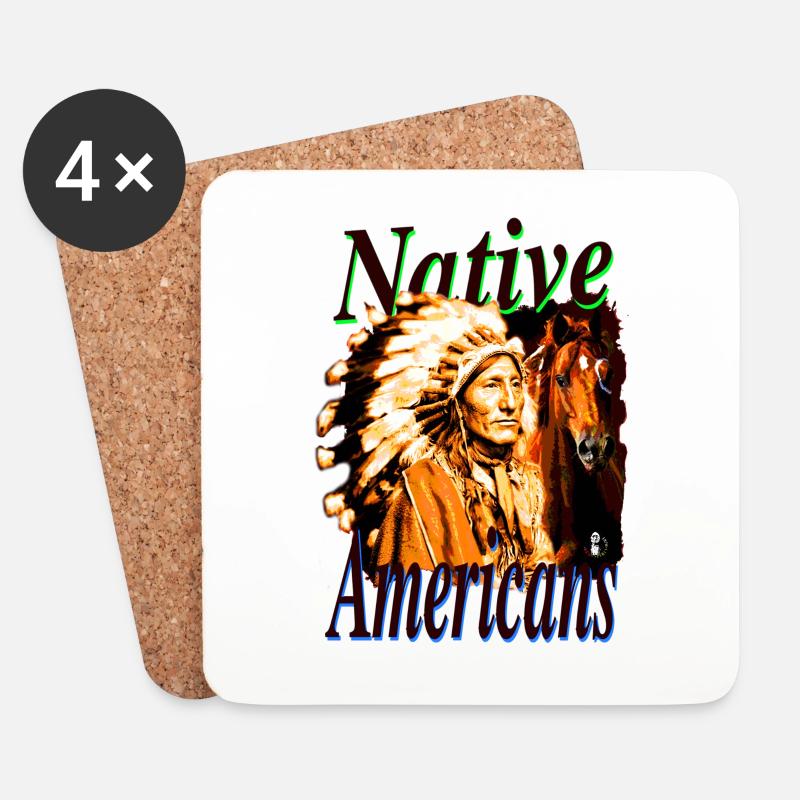 Native Americans 2 - Untersetzer (4er-Set) - Weiß