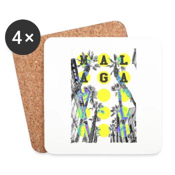 Malaga Spain City Skyline Home Love Holidays - Coasters (set of 4) - white - Front