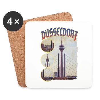 Dusseldorf Germany City Skyline Home Love - Coasters (set of 4) - white - Front