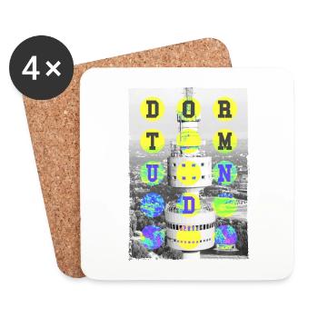 Dortmund Germany City Skyline Home Love - Coasters (set of 4) - white - Front