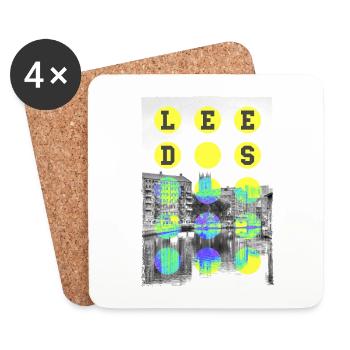 Leeds England UK City Skyline Home Love - Coasters (set of 4) - white - Front