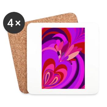 Psychedelic heart - Coasters (set of 4) - white - Front