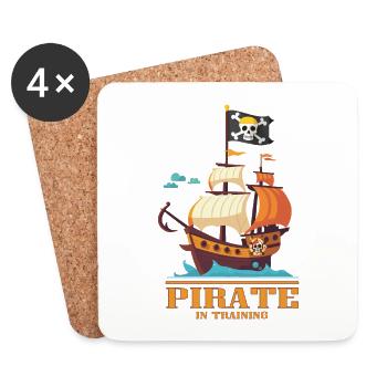 Pirate in Training / Pirateship - Untersetzer (4er-Set) - Weiß - Vorne